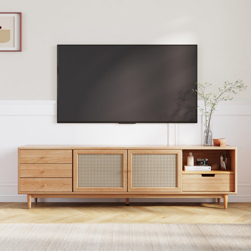 LinsyHome Saydell 80'' Solid Wood Media Console & Reviews Wayfair